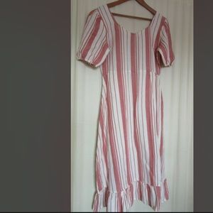 Böhme Zipper Red White Stripe Lined Cotton Dress